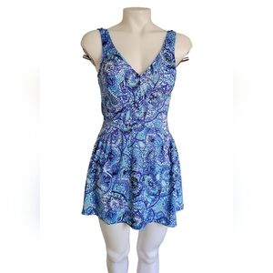 Artisan Ikat Empire Swim Dress One Piece